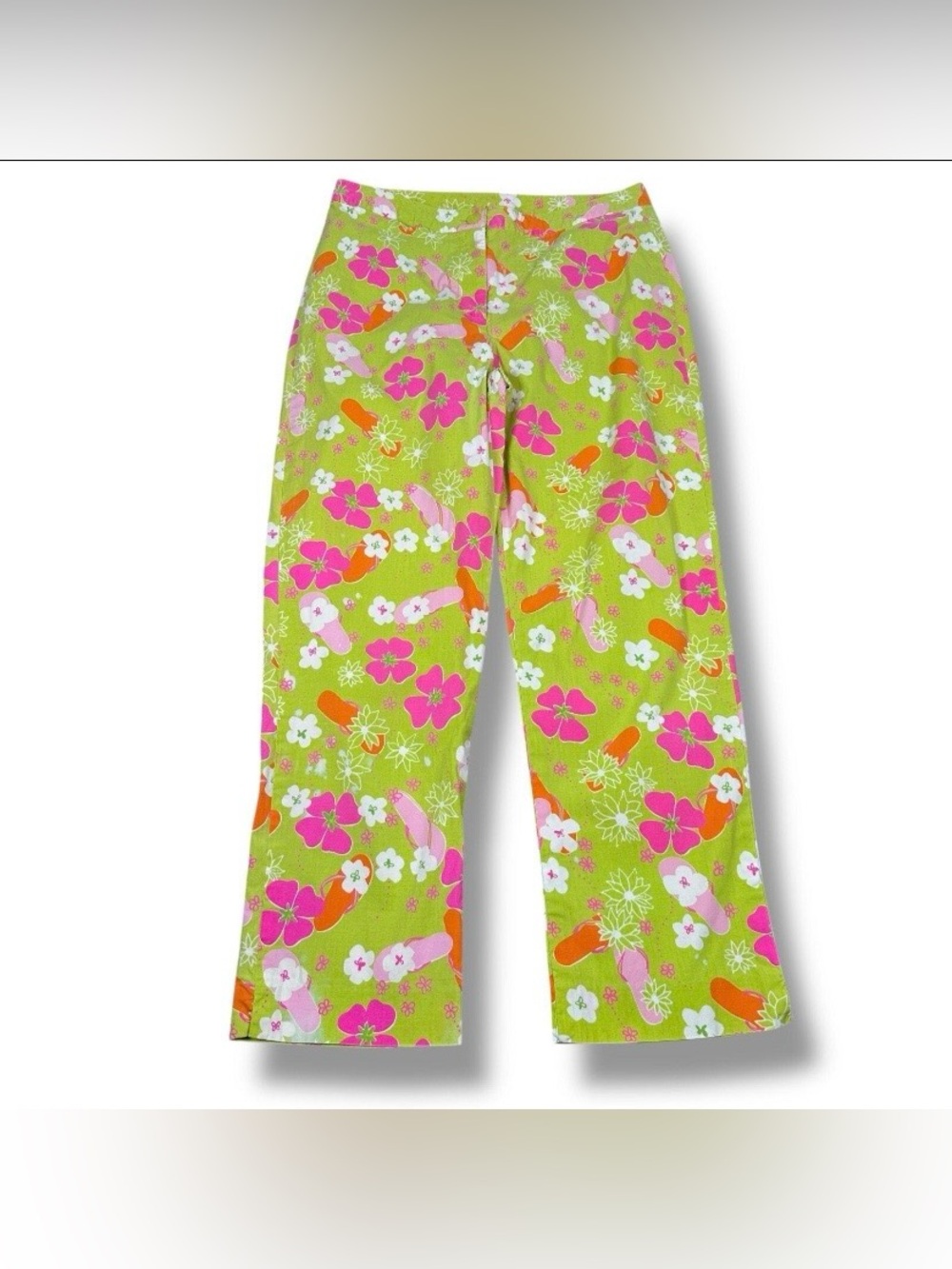 Lilly Pulitzer Green Floral & Flip-Flop Print Lounge Pants
